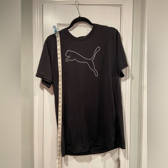 Puma Men’s Size M Black White Cat Logo Performance Short Sleeve Tee Shirt - Picture 6 of 10